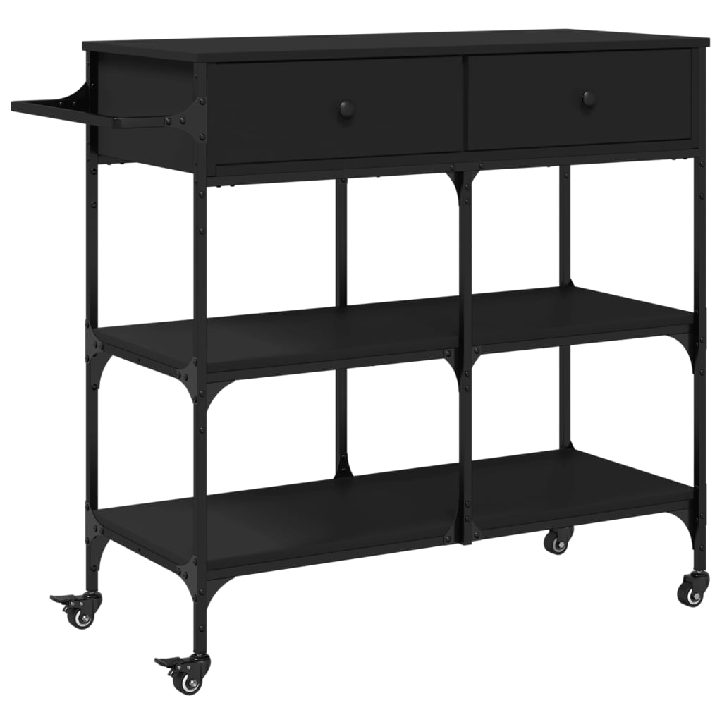 vidaXL Cărucior de bucătărie, negru, 105x42x95 cm, lemn prelucrat vidaXL Cărucior de bucătărie, negru, 105x42x95 cm, lemn prelucrat