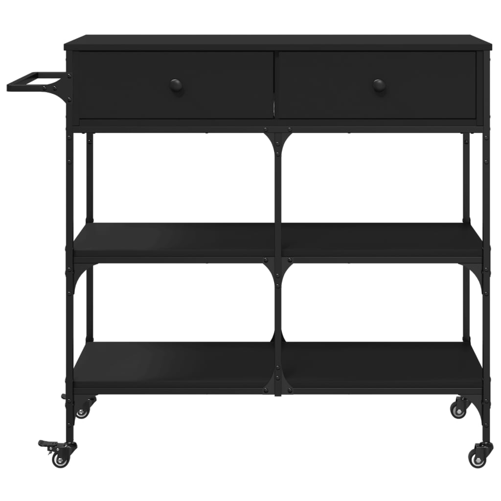 vidaXL Cărucior de bucătărie, negru, 105x42x95 cm, lemn prelucrat vidaXL Cărucior de bucătărie, negru, 105x42x95 cm, lemn prelucrat