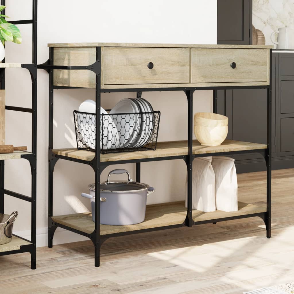 vidaXL Cărucior de bucătărie stejar sonoma 105x42x95 cm lemn prelucrat vidaXL Cărucior de bucătărie stejar sonoma 105x42x95 cm lemn prelucrat