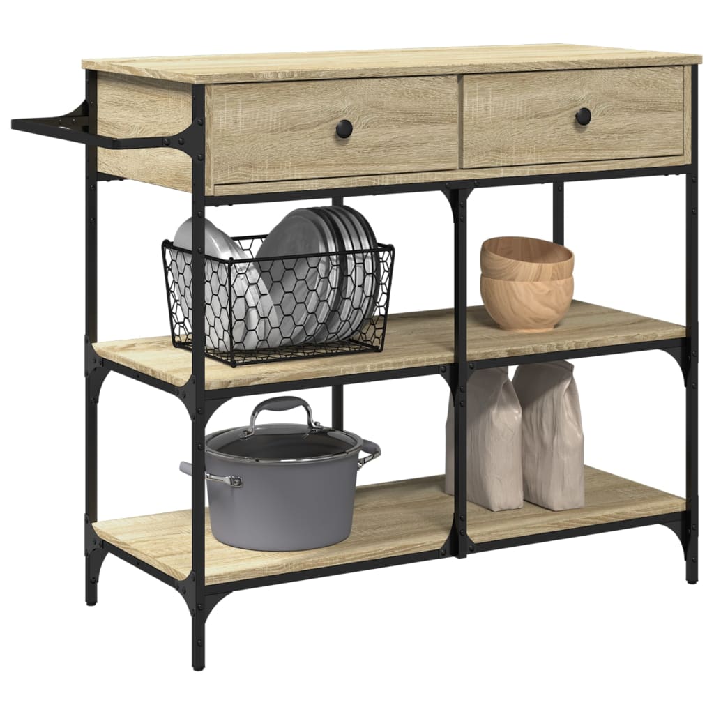 vidaXL Cărucior de bucătărie stejar sonoma 105x42x95 cm lemn prelucrat vidaXL Cărucior de bucătărie stejar sonoma 105x42x95 cm lemn prelucrat