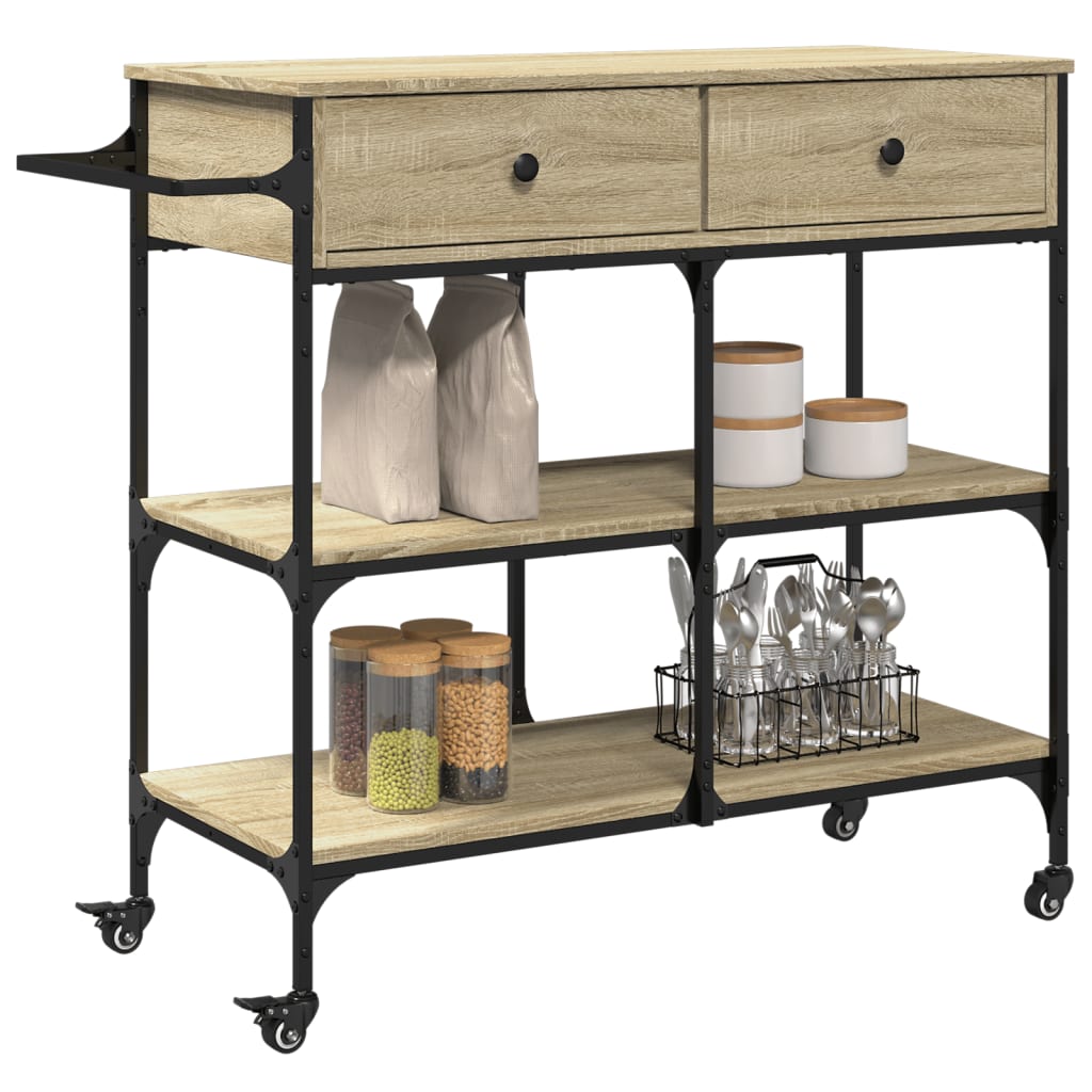 vidaXL Cărucior de bucătărie stejar sonoma 105x42x95 cm lemn prelucrat vidaXL Cărucior de bucătărie stejar sonoma 105x42x95 cm lemn prelucrat