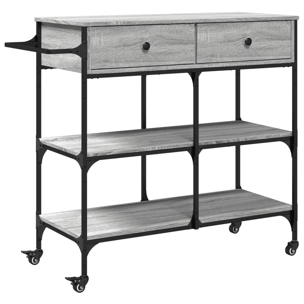 vidaXL Cărucior de bucătărie, gri sonoma, 105x42x95 cm, lemn prelucrat vidaXL Cărucior de bucătărie, gri sonoma, 105x42x95 cm, lemn prelucrat