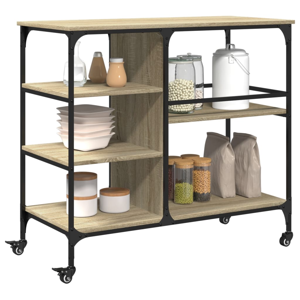 vidaXLCărucior de bucătărie stejar sonoma 100x45x89,5cm lemn prelucrat vidaXLCărucior de bucătărie stejar sonoma 100x45x89,5cm lemn prelucrat