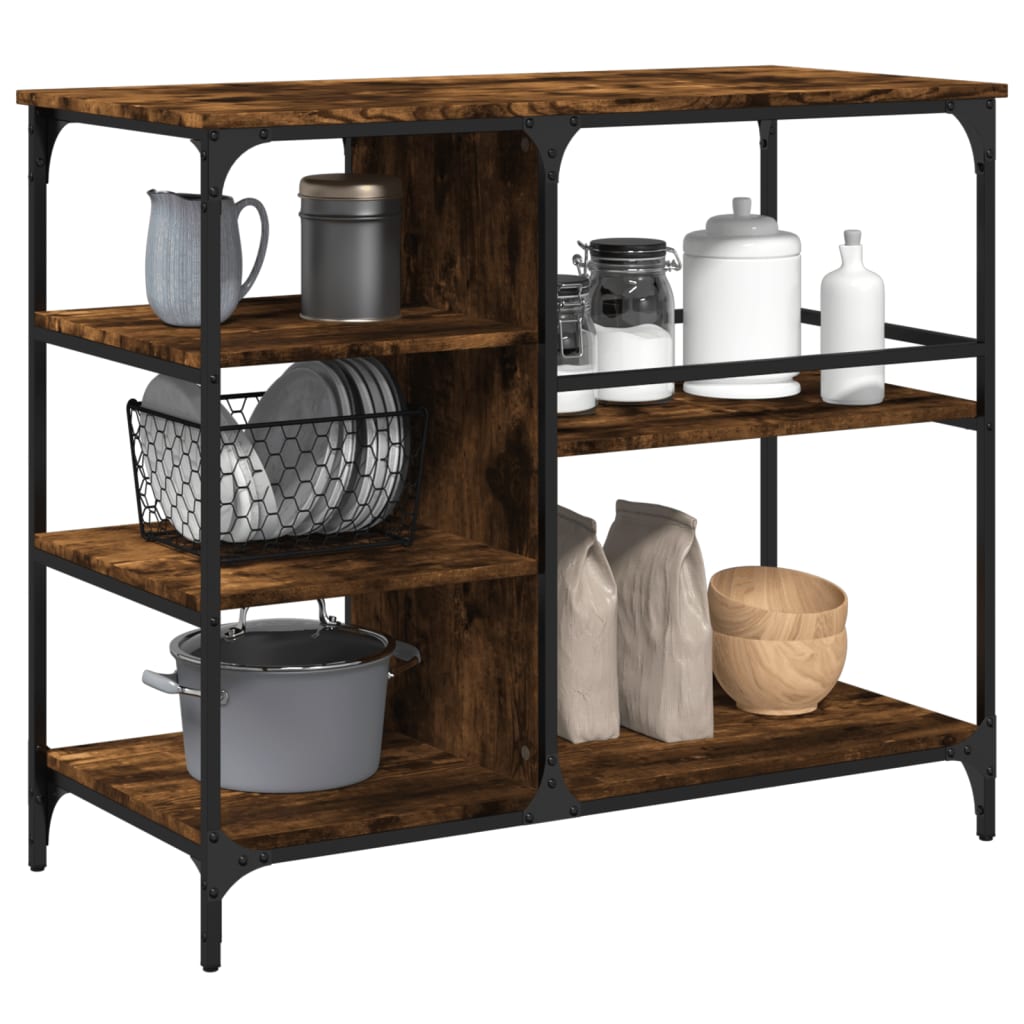 vidaXLCărucior de bucătărie stejar fumuriu100x45x89,5cm lemn prelucrat vidaXLCărucior de bucătărie stejar fumuriu100x45x89,5cm lemn prelucrat