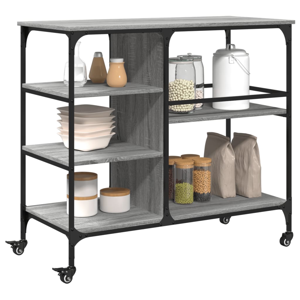 vidaXL Cărucior de bucătărie, gri sonoma 100x45x89,5 cm lemn prelucrat vidaXL Cărucior de bucătărie, gri sonoma 100x45x89,5 cm lemn prelucrat