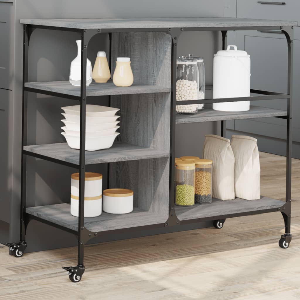 vidaXL Cărucior de bucătărie, gri sonoma 100x45x89,5 cm lemn prelucrat vidaXL Cărucior de bucătărie, gri sonoma 100x45x89,5 cm lemn prelucrat