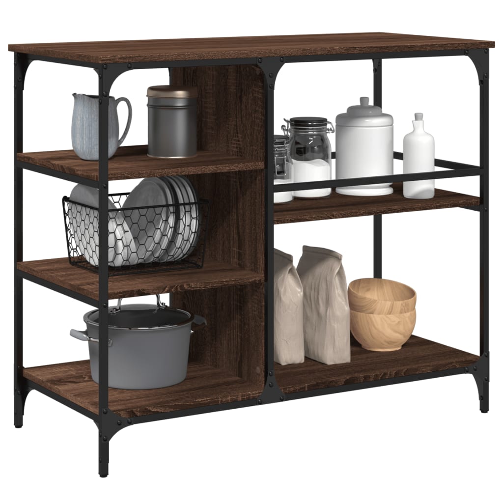vidaXL Cărucior de bucătărie, stejar maro 100x45x89,5cm lemn prelucrat vidaXL Cărucior de bucătărie, stejar maro 100x45x89,5cm lemn prelucrat