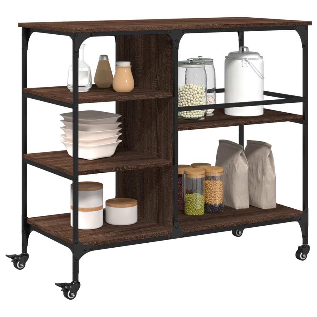 vidaXL Cărucior de bucătărie, stejar maro 100x45x89,5cm lemn prelucrat vidaXL Cărucior de bucătărie, stejar maro 100x45x89,5cm lemn prelucrat