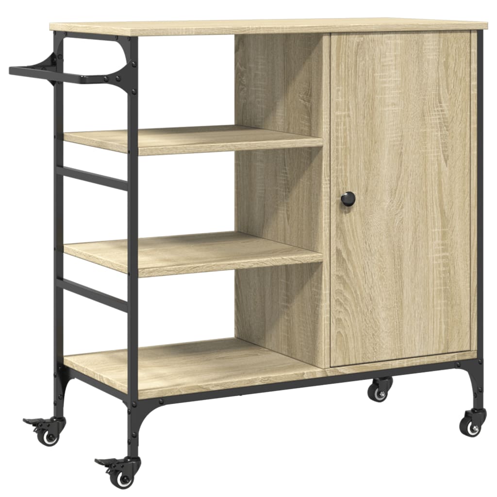 vidaXL Cărucior de bucătărie, stejar sonoma, 87,5x38,5x84,5 cm, lemn vidaXL Cărucior de bucătărie, stejar sonoma, 87,5x38,5x84,5 cm, lemn