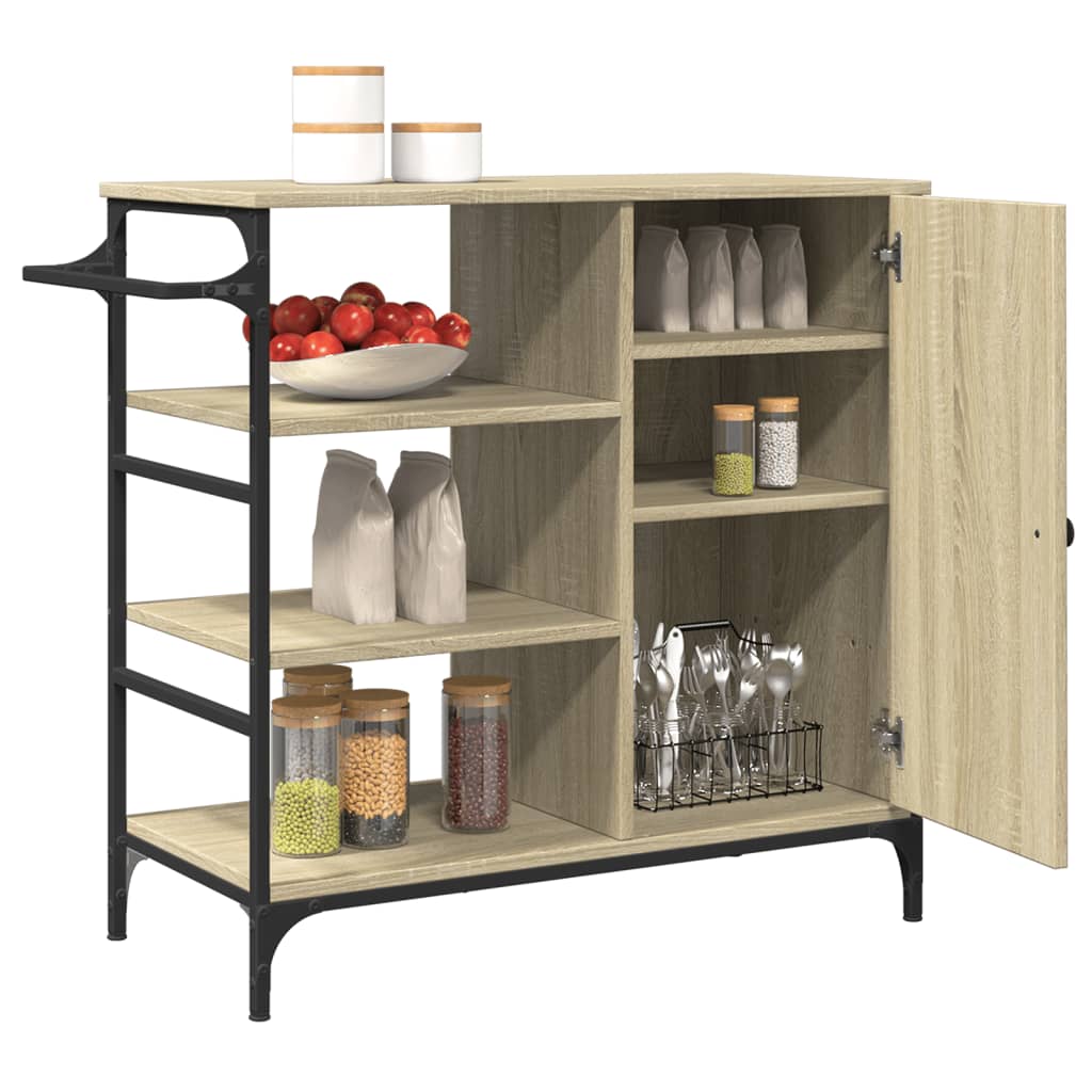 vidaXL Cărucior de bucătărie, stejar sonoma, 87,5x38,5x84,5 cm, lemn vidaXL Cărucior de bucătărie, stejar sonoma, 87,5x38,5x84,5 cm, lemn