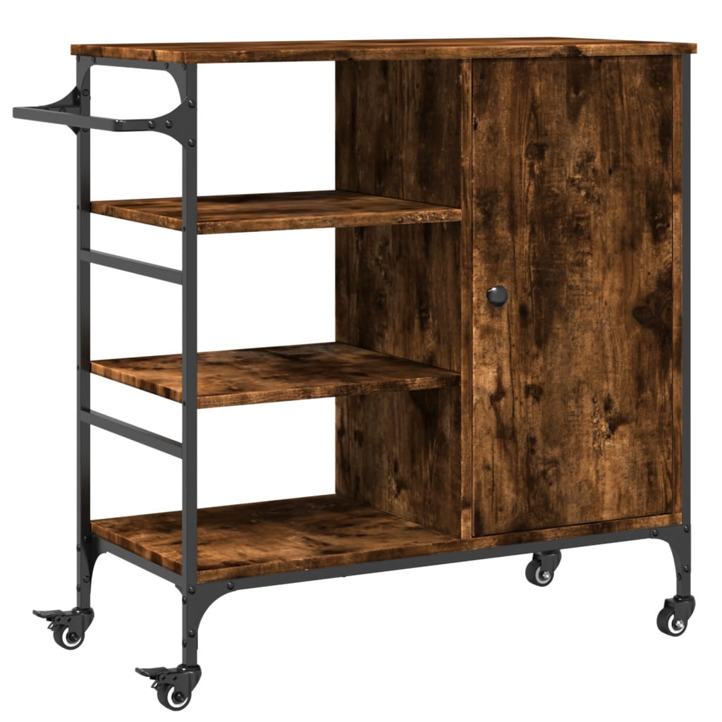 vidaXLCărucior de bucătărie stejar fumuriu 87,5x38,5x84,5cm lemn vidaXLCărucior de bucătărie stejar fumuriu 87,5x38,5x84,5cm lemn