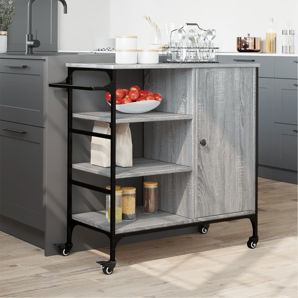 vidaXLCărucior de bucătărie, gri sonoma87,5x38,5x84,5cm lemn prelucrat vidaXLCărucior de bucătărie, gri sonoma87,5x38,5x84,5cm lemn prelucrat