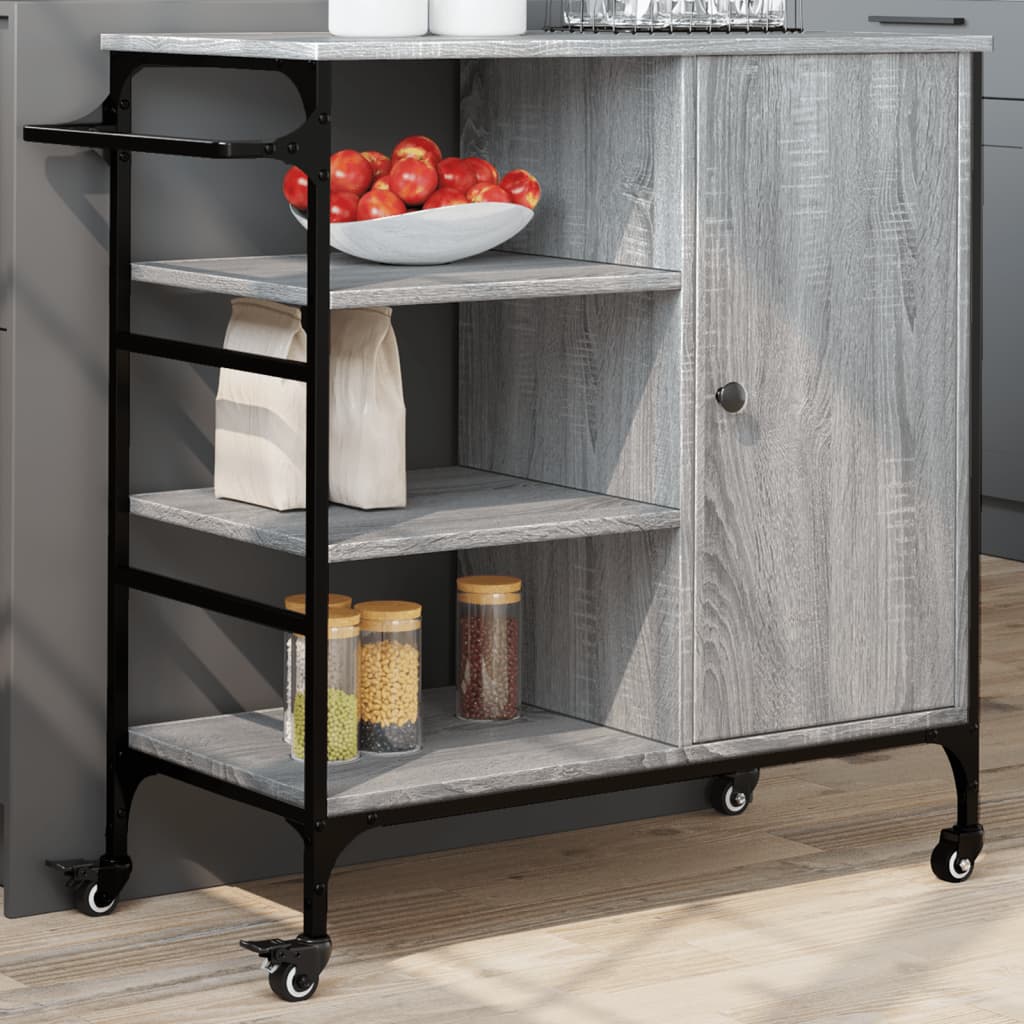 vidaXLCărucior de bucătărie, gri sonoma87,5x38,5x84,5cm lemn prelucrat vidaXLCărucior de bucătărie, gri sonoma87,5x38,5x84,5cm lemn prelucrat
