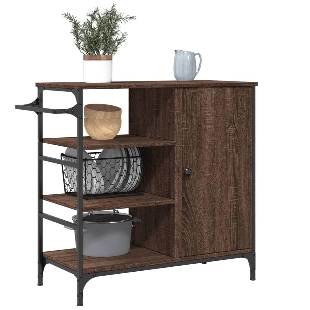 vidaXLCărucior de bucătărie stejar maro87,5x38,5x84,5cm lemn prelucrat vidaXLCărucior de bucătărie stejar maro87,5x38,5x84,5cm lemn prelucrat