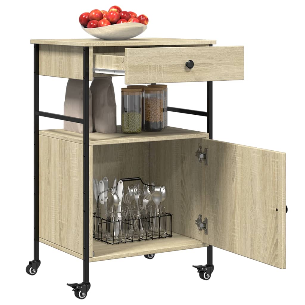vidaXL Cărucior de bucătărie, stejar sonoma, 56x43x89,5 cm, lemn vidaXL Cărucior de bucătărie, stejar sonoma, 56x43x89,5 cm, lemn