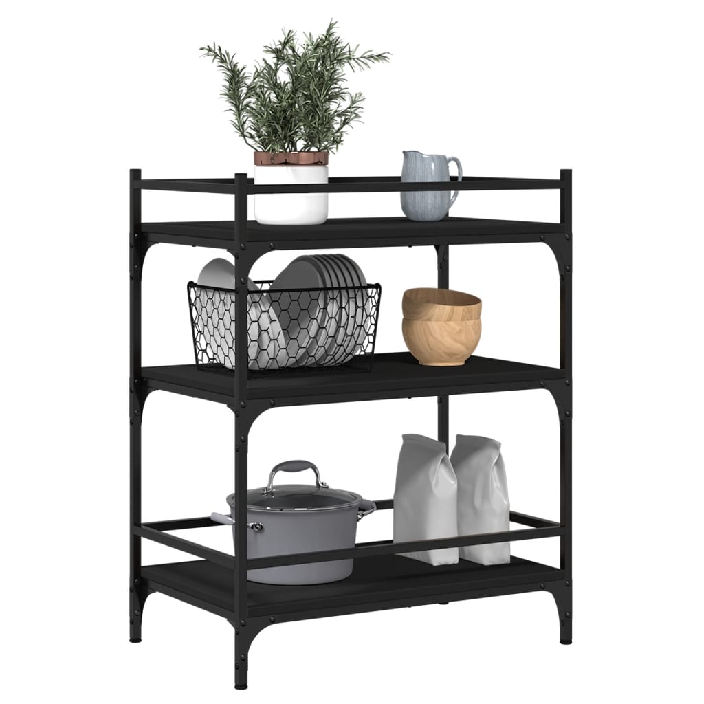 vidaXL Cărucior de bucătărie, negru, 65x40x86,5 cm, lemn prelucrat vidaXL Cărucior de bucătărie, negru, 65x40x86,5 cm, lemn prelucrat