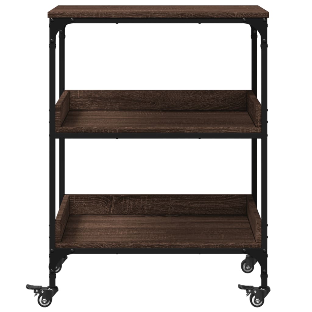 vidaXL Cărucior de bucătărie, stejar maro 60x41x80,5 cm lemn prelucrat vidaXL Cărucior de bucătărie, stejar maro 60x41x80,5 cm lemn prelucrat