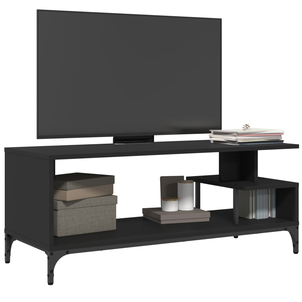 vidaXL Comodă TV negru 102x40x41 cm lemn și oțel vopsit electrostatic
