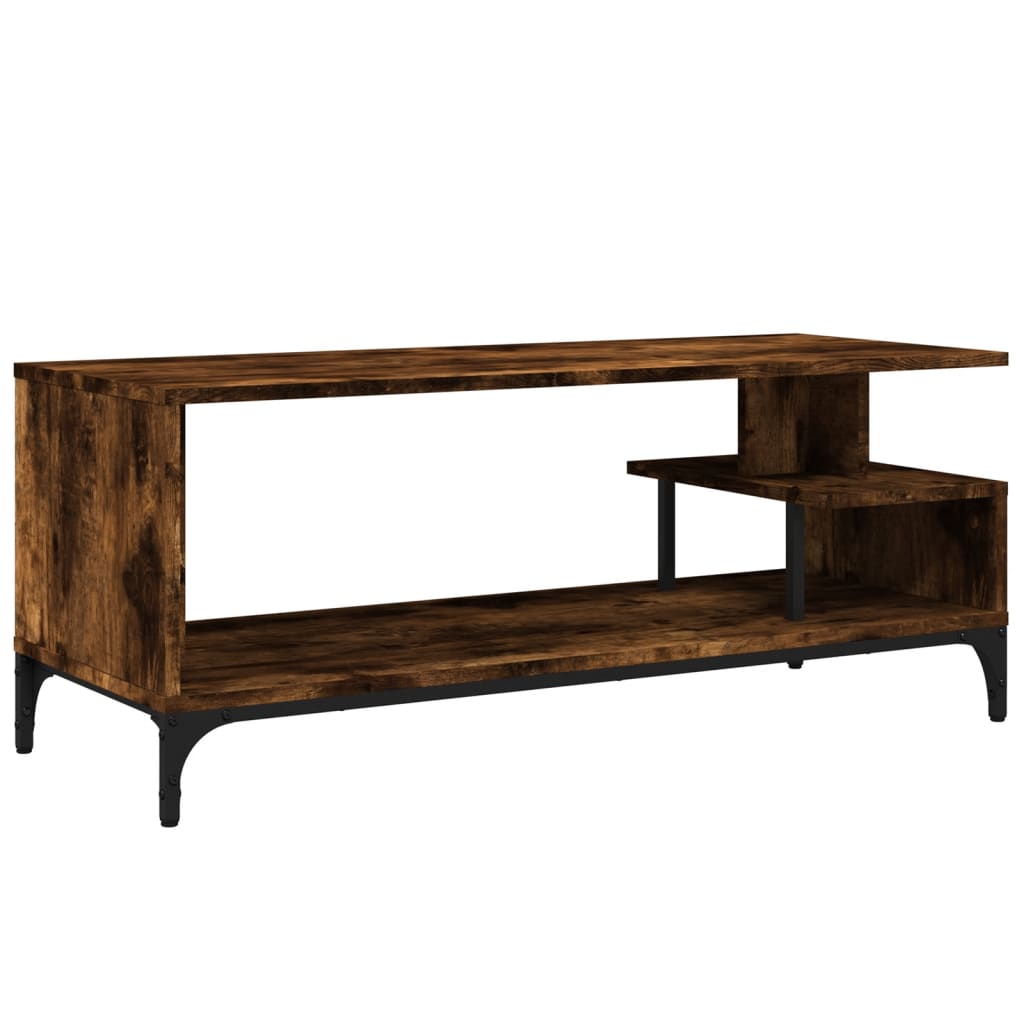 vidaXL Comodă TV, stejar fumuriu, 102x40x41 cm, lemn și oțel vidaXL Comodă TV, stejar fumuriu, 102x40x41 cm, lemn și oțel
