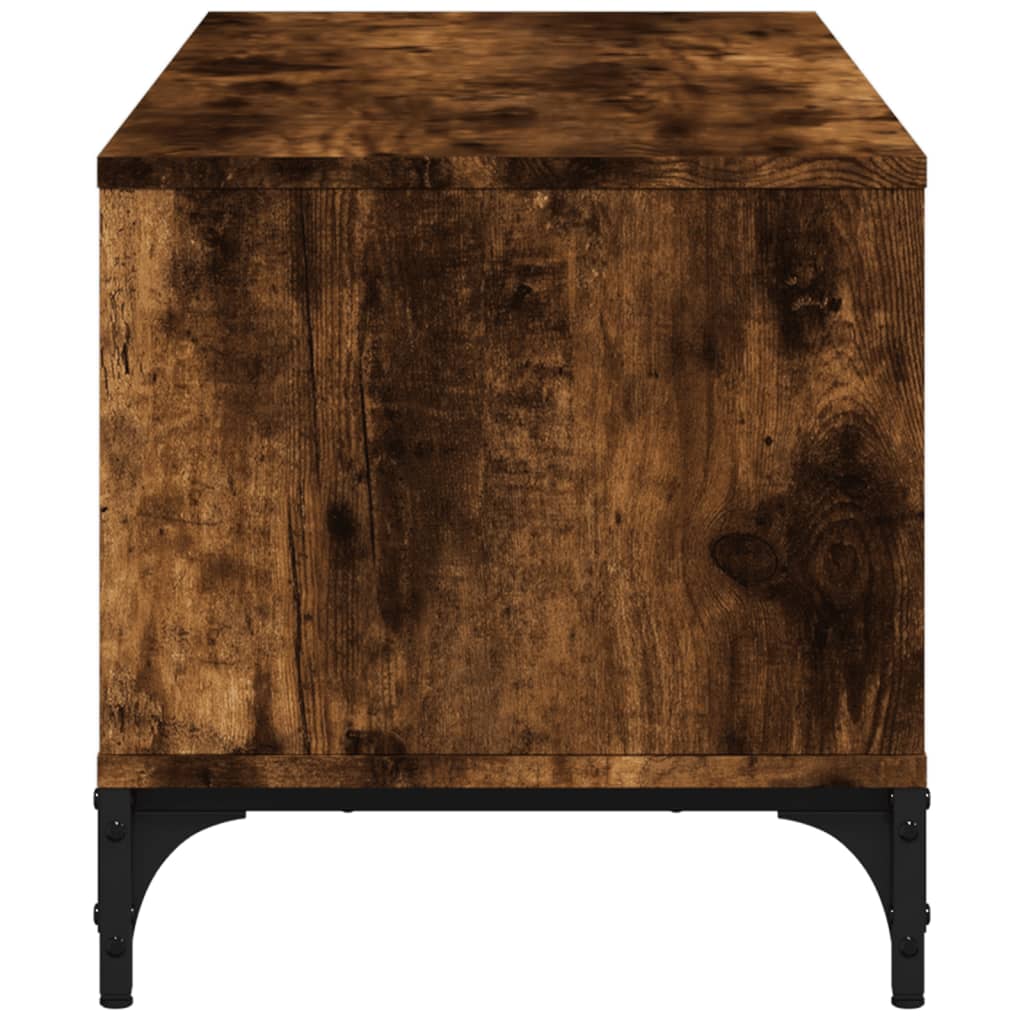 vidaXL Comodă TV, stejar fumuriu, 102x40x41 cm, lemn și oțel vidaXL Comodă TV, stejar fumuriu, 102x40x41 cm, lemn și oțel