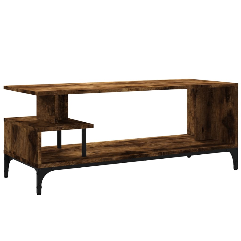 vidaXL Comodă TV, stejar fumuriu, 102x40x41 cm, lemn și oțel vidaXL Comodă TV, stejar fumuriu, 102x40x41 cm, lemn și oțel