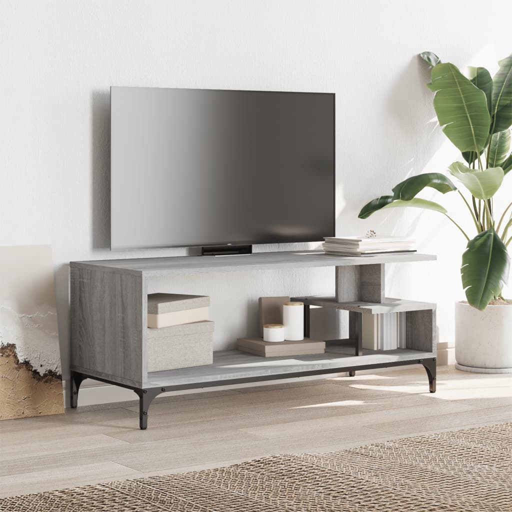 vidaXL Comodă TV, gri sonoma, 102x40x41 cm, lemn și oțel vidaXL Comodă TV, gri sonoma, 102x40x41 cm, lemn și oțel