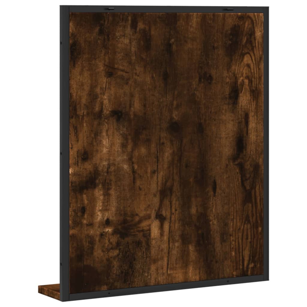vidaXL Oglindă baie cu raft stejar fumuriu 50x12x60 cm lemn prelucrat