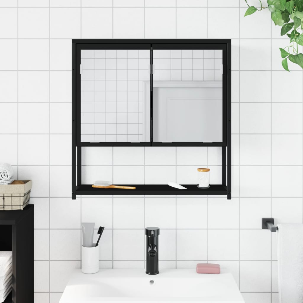 vidaXL Dulap baie cu oglindă negru 60x16x60 cm lemn compozit vidaXL Dulap baie cu oglindă negru 60x16x60 cm lemn compozit