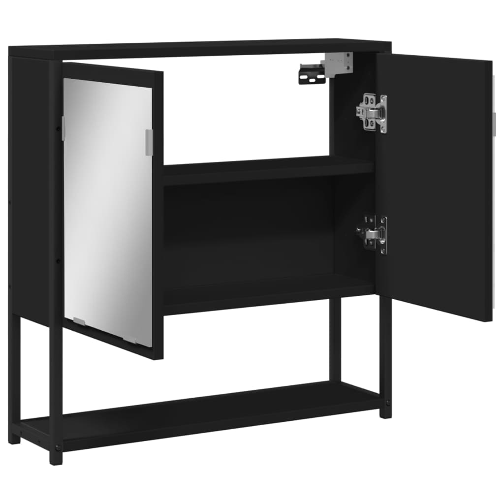 vidaXL Dulap baie cu oglindă negru 60x16x60 cm lemn compozit vidaXL Dulap baie cu oglindă negru 60x16x60 cm lemn compozit