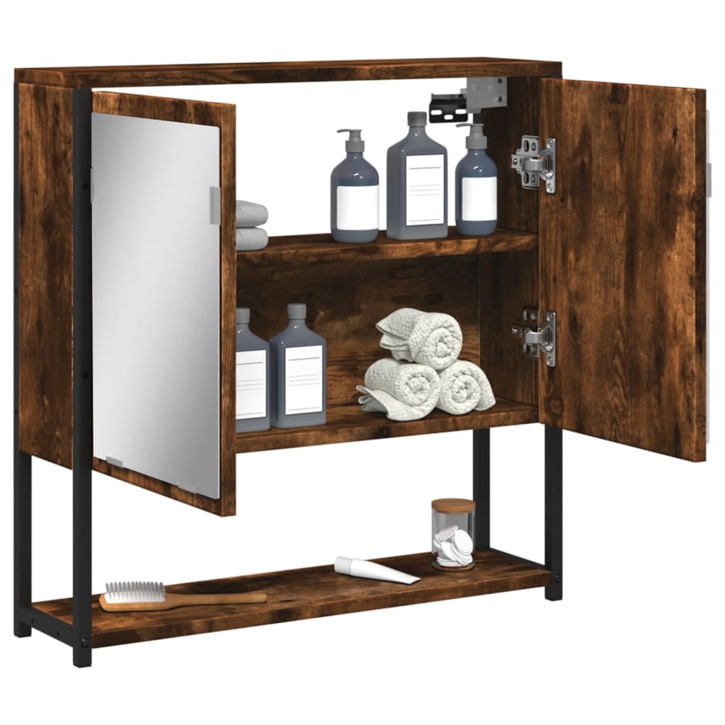 vidaXL Dulap baie cu oglindă stejar fumuriu 60x16x60 cm lemn compozit vidaXL Dulap baie cu oglindă stejar fumuriu 60x16x60 cm lemn compozit
