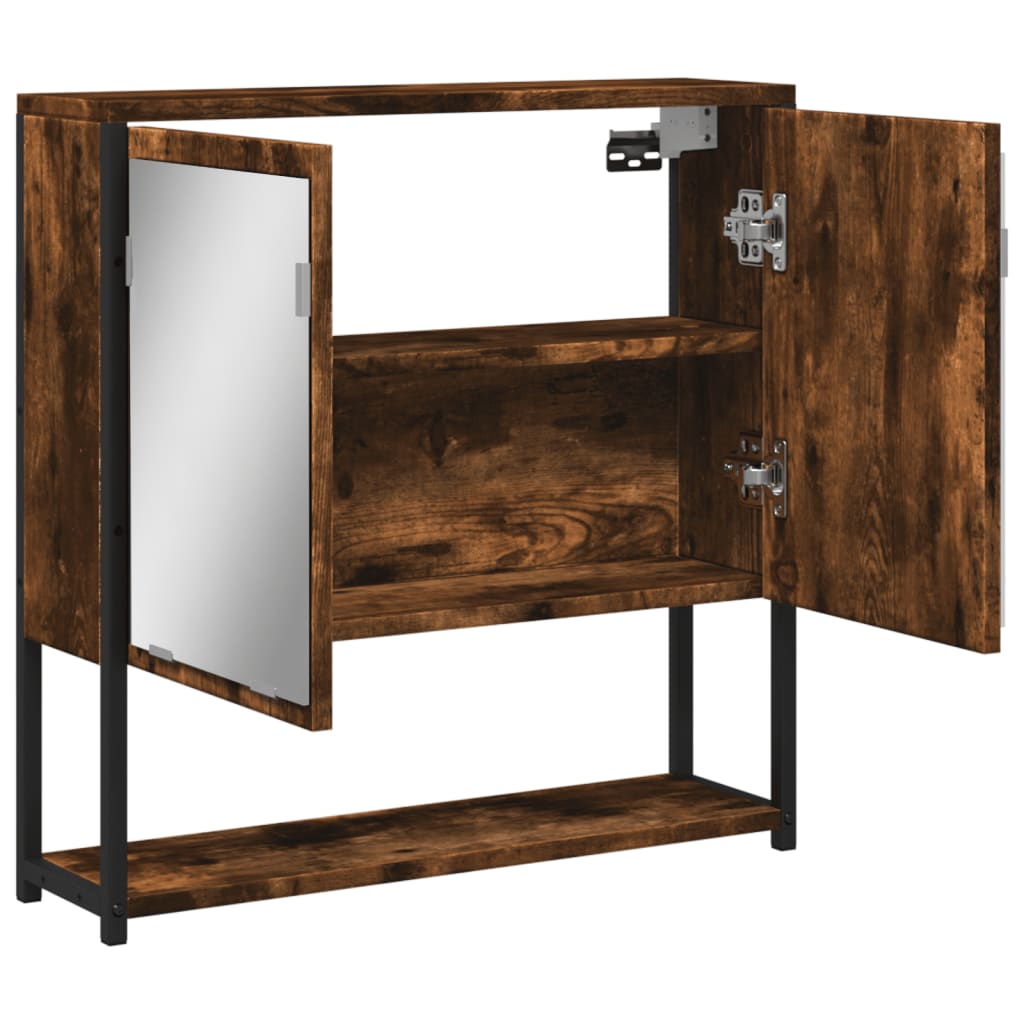 vidaXL Dulap baie cu oglindă stejar fumuriu 60x16x60 cm lemn compozit vidaXL Dulap baie cu oglindă stejar fumuriu 60x16x60 cm lemn compozit