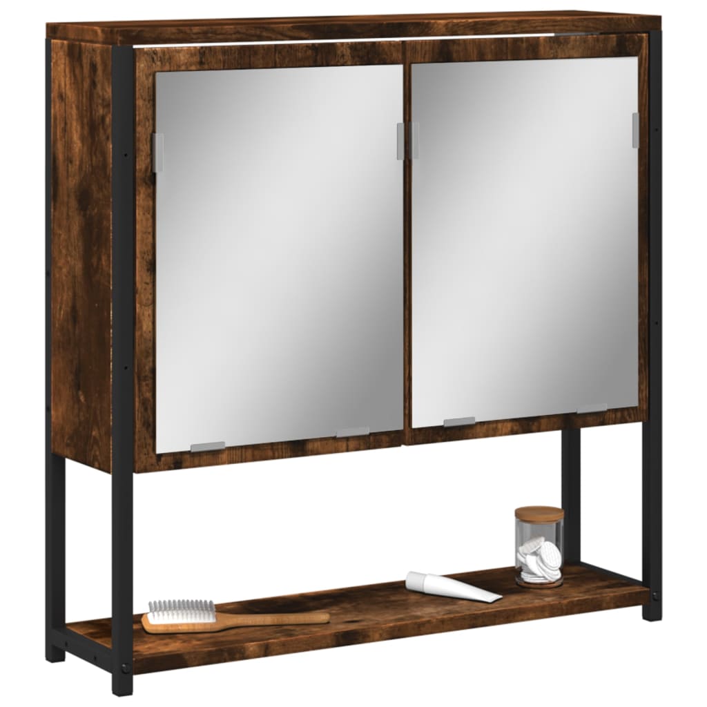 vidaXL Dulap baie cu oglindă stejar fumuriu 60x16x60 cm lemn compozit vidaXL Dulap baie cu oglindă stejar fumuriu 60x16x60 cm lemn compozit