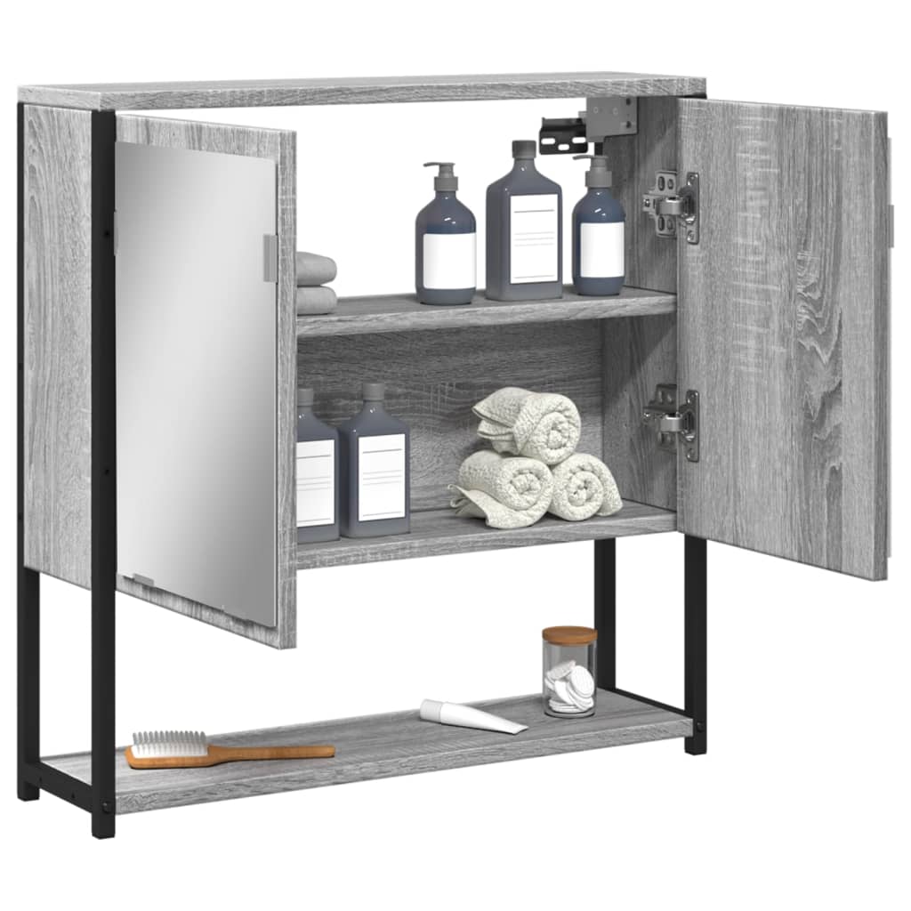 vidaXL Dulap de baie cu oglindă gri sonoma 60x16x60 cm lemn compozit vidaXL Dulap de baie cu oglindă gri sonoma 60x16x60 cm lemn compozit