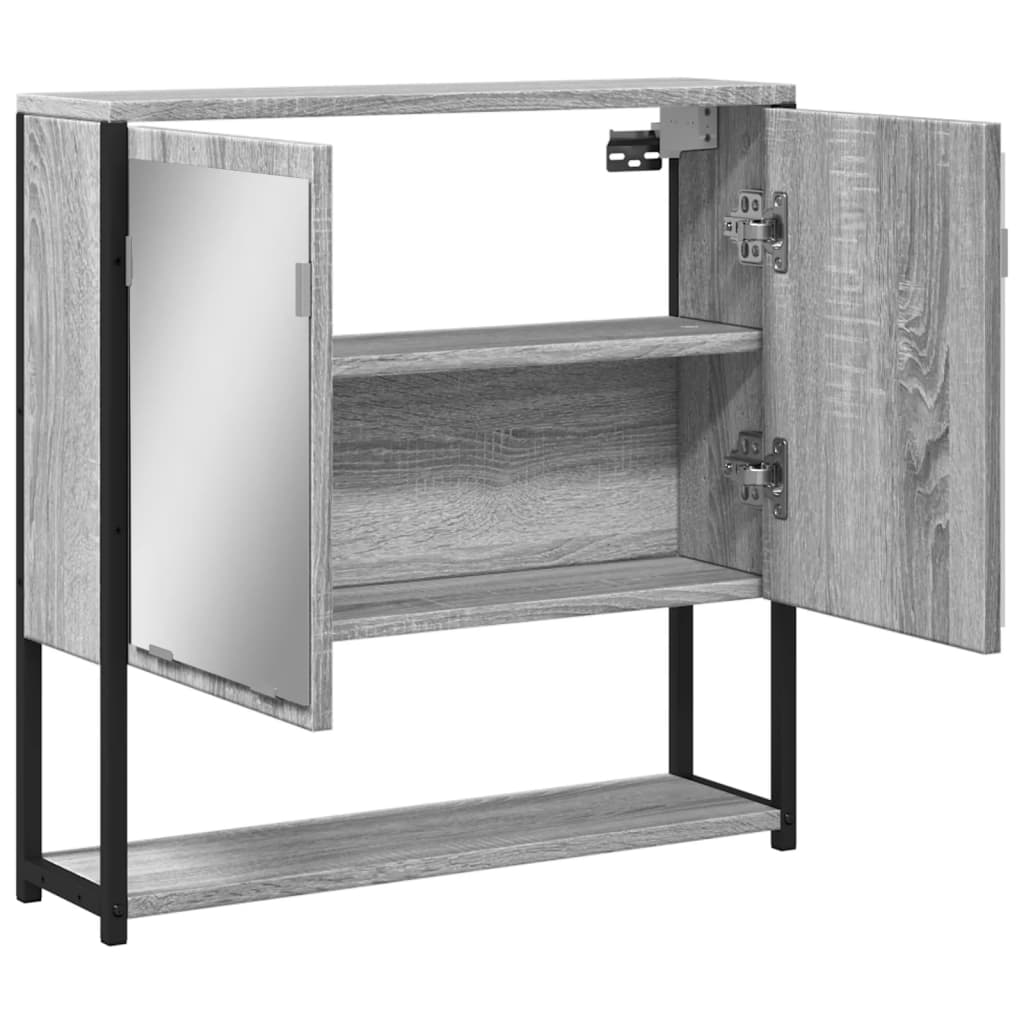 vidaXL Dulap de baie cu oglindă gri sonoma 60x16x60 cm lemn compozit vidaXL Dulap de baie cu oglindă gri sonoma 60x16x60 cm lemn compozit