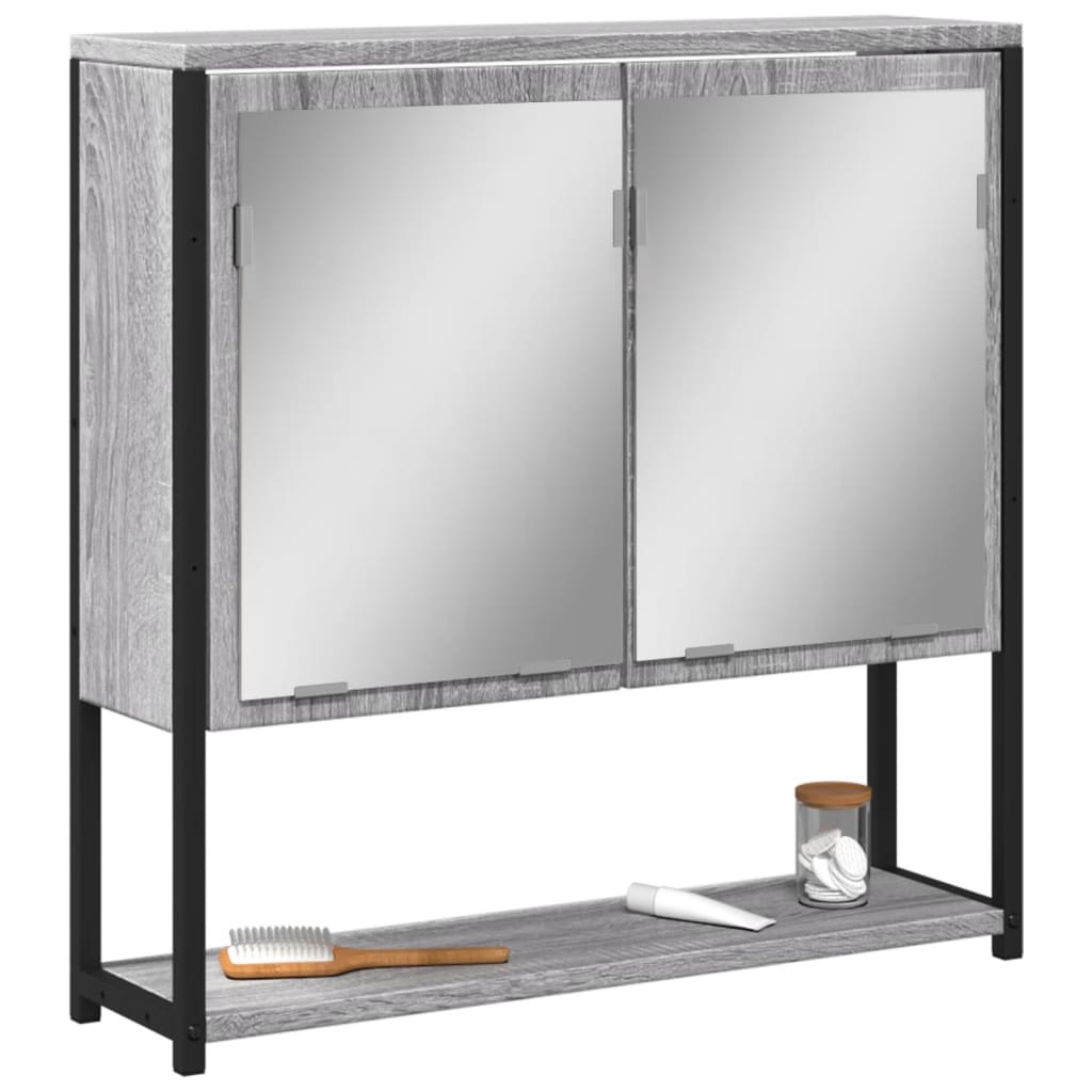 vidaXL Dulap de baie cu oglindă gri sonoma 60x16x60 cm lemn compozit vidaXL Dulap de baie cu oglindă gri sonoma 60x16x60 cm lemn compozit