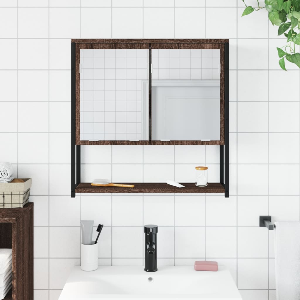 vidaXL Dulap de baie cu oglindă stejar maro 60x16x60 cm lemn compozit