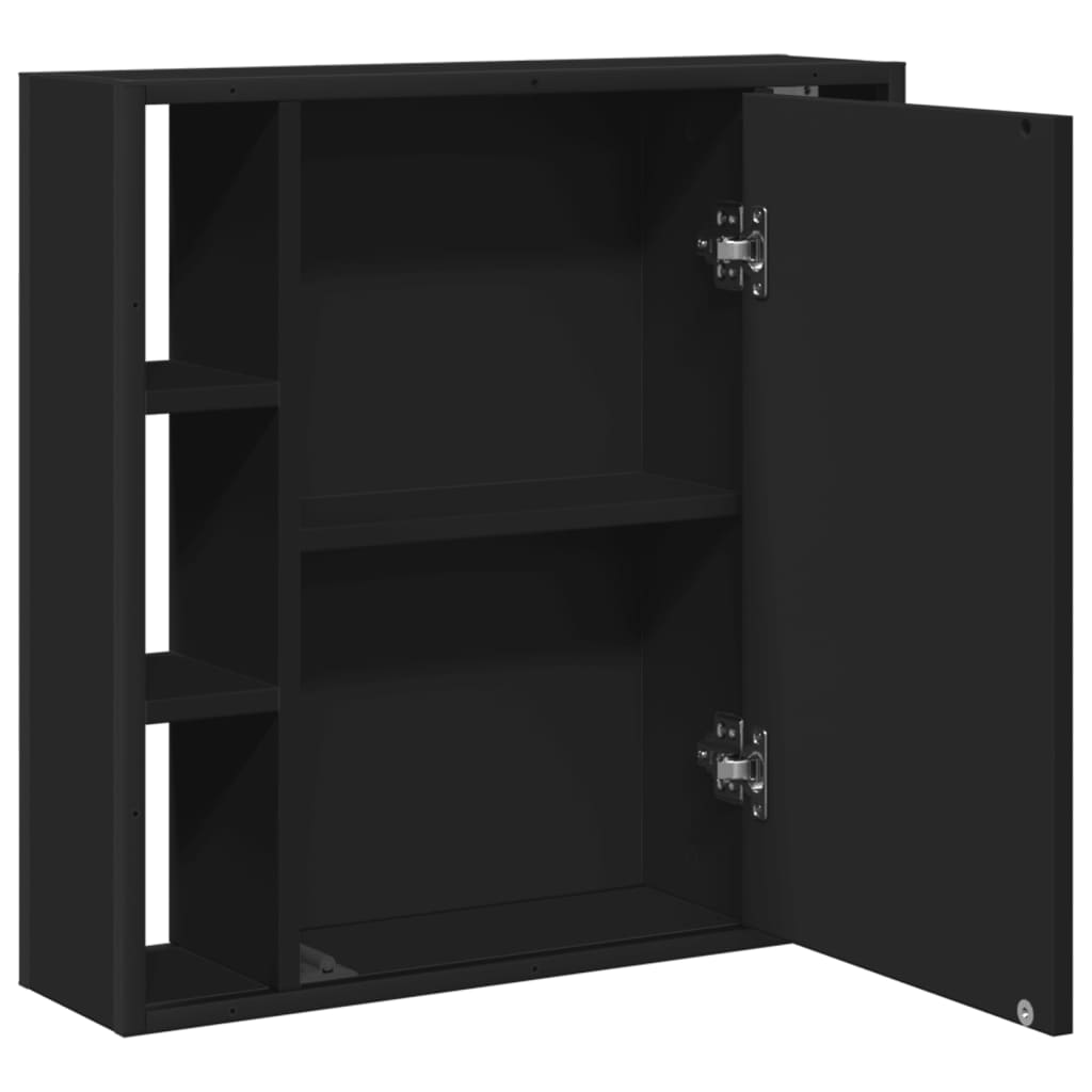 vidaXL Dulap baie cu oglindă negru 60x16x60 cm lemn compozit vidaXL Dulap baie cu oglindă negru 60x16x60 cm lemn compozit