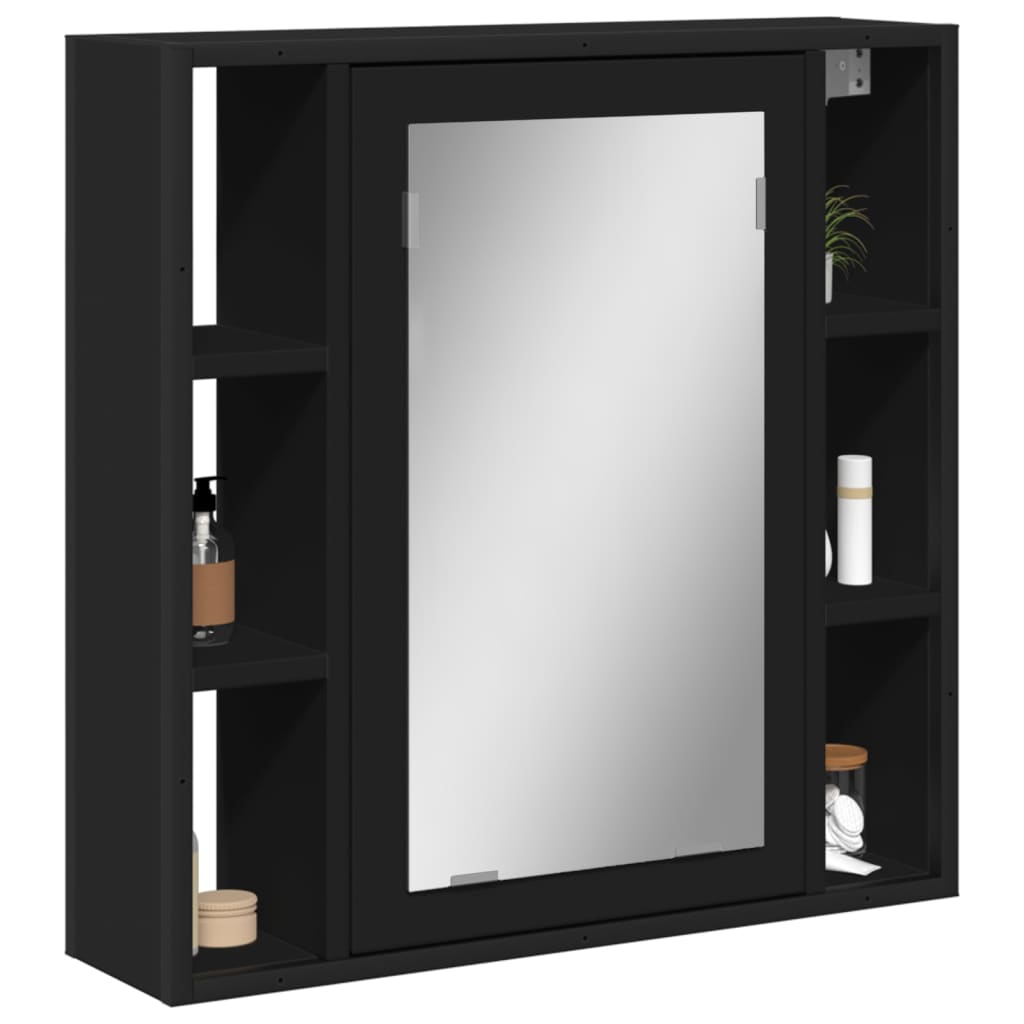 vidaXL Dulap baie cu oglindă negru 60x16x60 cm lemn compozit vidaXL Dulap baie cu oglindă negru 60x16x60 cm lemn compozit