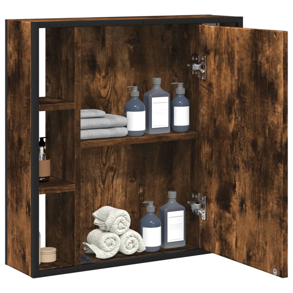 vidaXL Dulap baie cu oglindă stejar fumuriu 60x16x60 cm lemn compozit vidaXL Dulap baie cu oglindă stejar fumuriu 60x16x60 cm lemn compozit