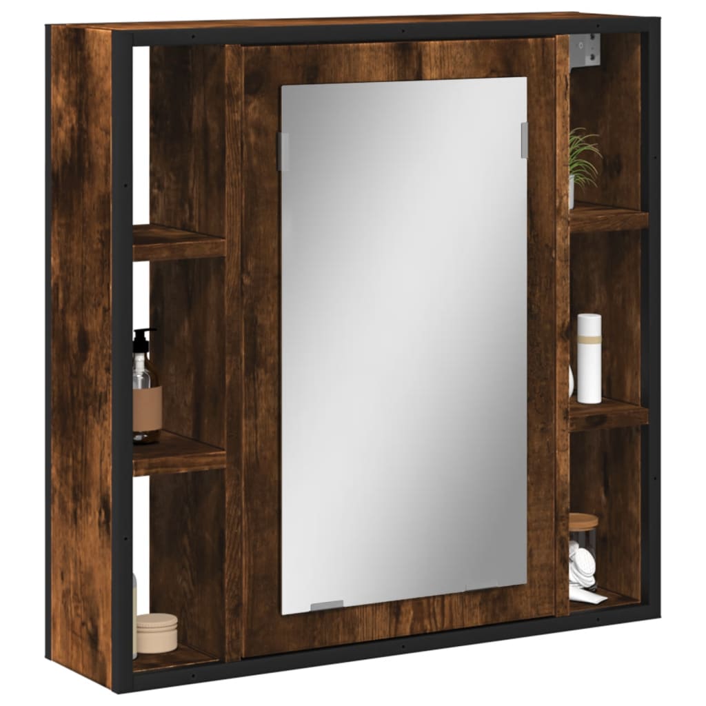 vidaXL Dulap baie cu oglindă stejar fumuriu 60x16x60 cm lemn compozit vidaXL Dulap baie cu oglindă stejar fumuriu 60x16x60 cm lemn compozit