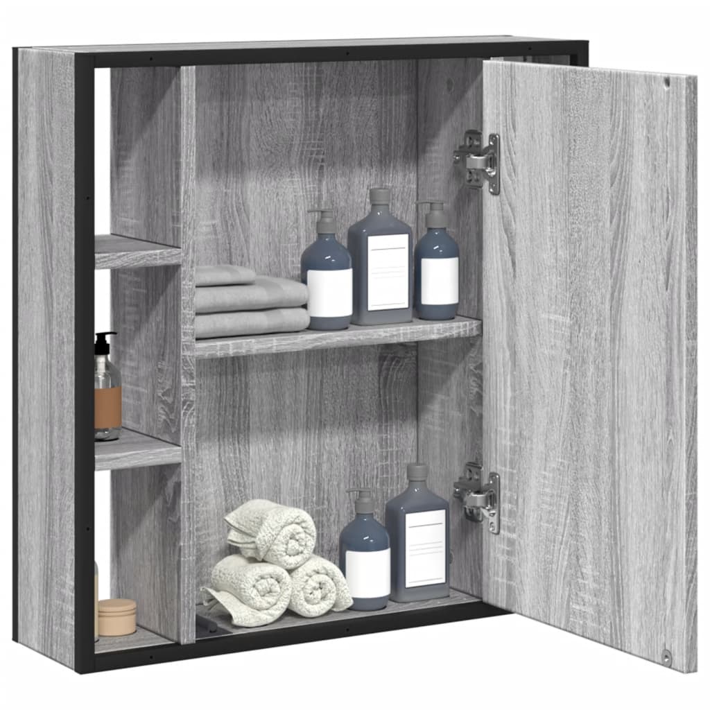 vidaXL Dulap de baie cu oglindă gri sonoma 60x16x60 cm lemn compozit vidaXL Dulap de baie cu oglindă gri sonoma 60x16x60 cm lemn compozit