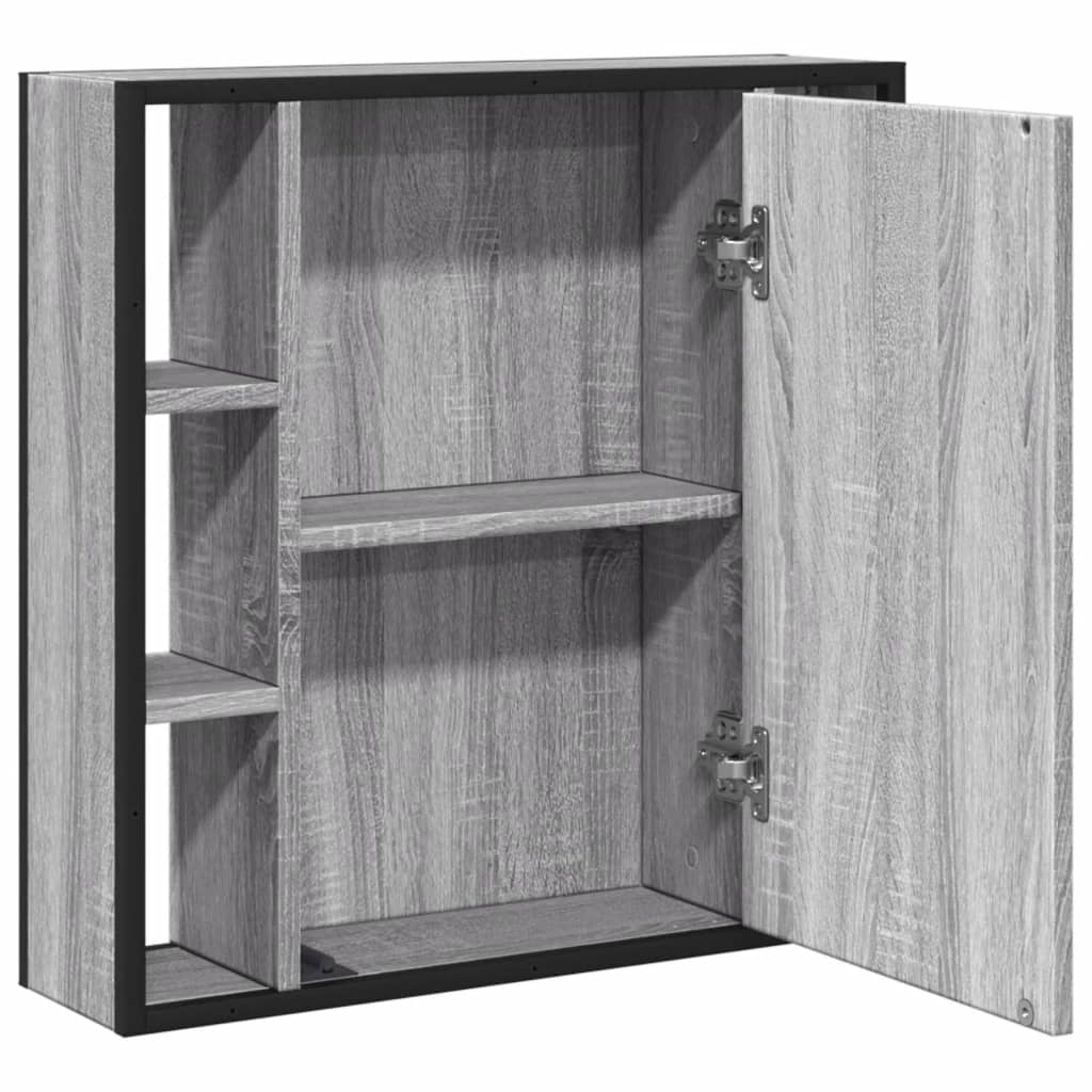 vidaXL Dulap de baie cu oglindă gri sonoma 60x16x60 cm lemn compozit vidaXL Dulap de baie cu oglindă gri sonoma 60x16x60 cm lemn compozit