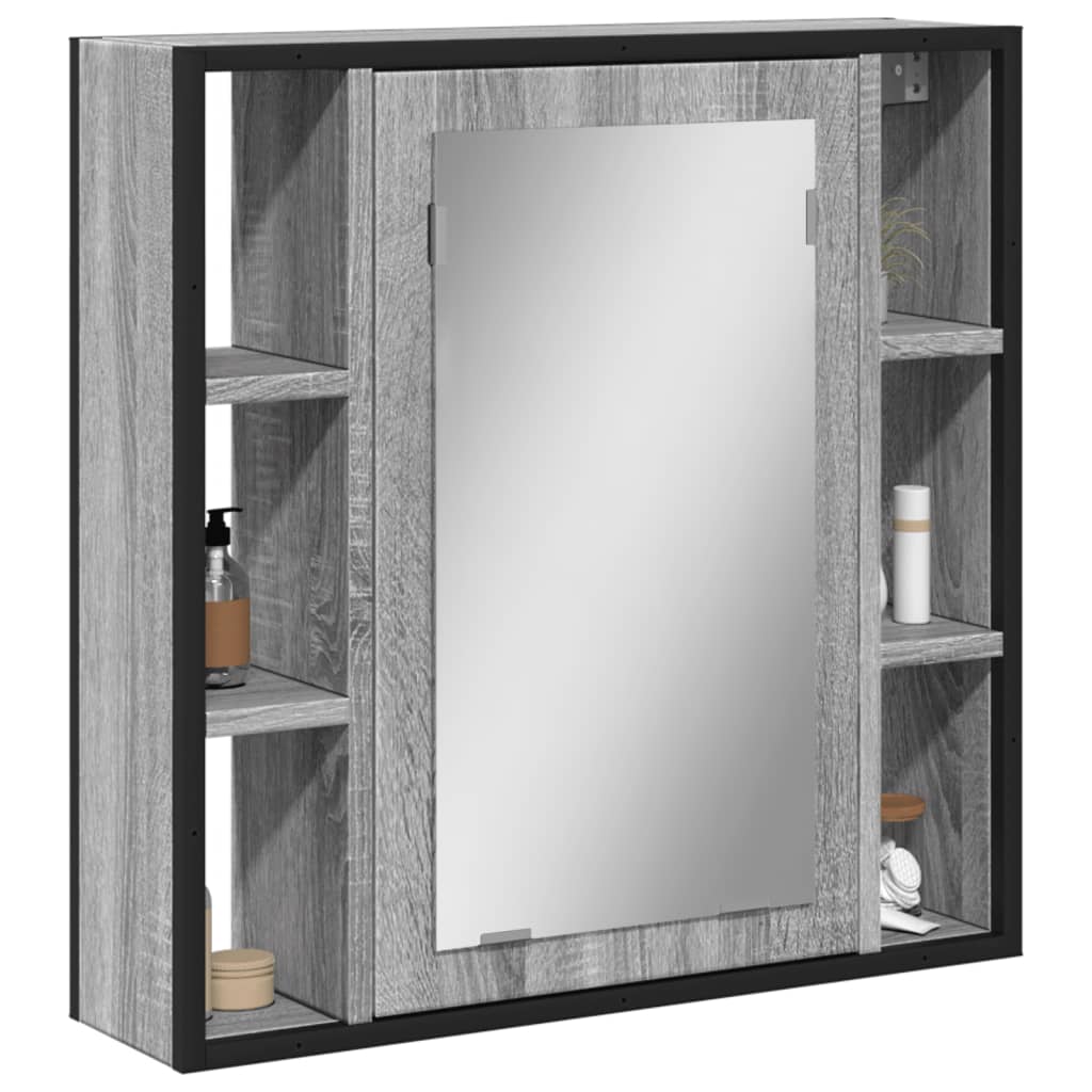 vidaXL Dulap de baie cu oglindă gri sonoma 60x16x60 cm lemn compozit vidaXL Dulap de baie cu oglindă gri sonoma 60x16x60 cm lemn compozit