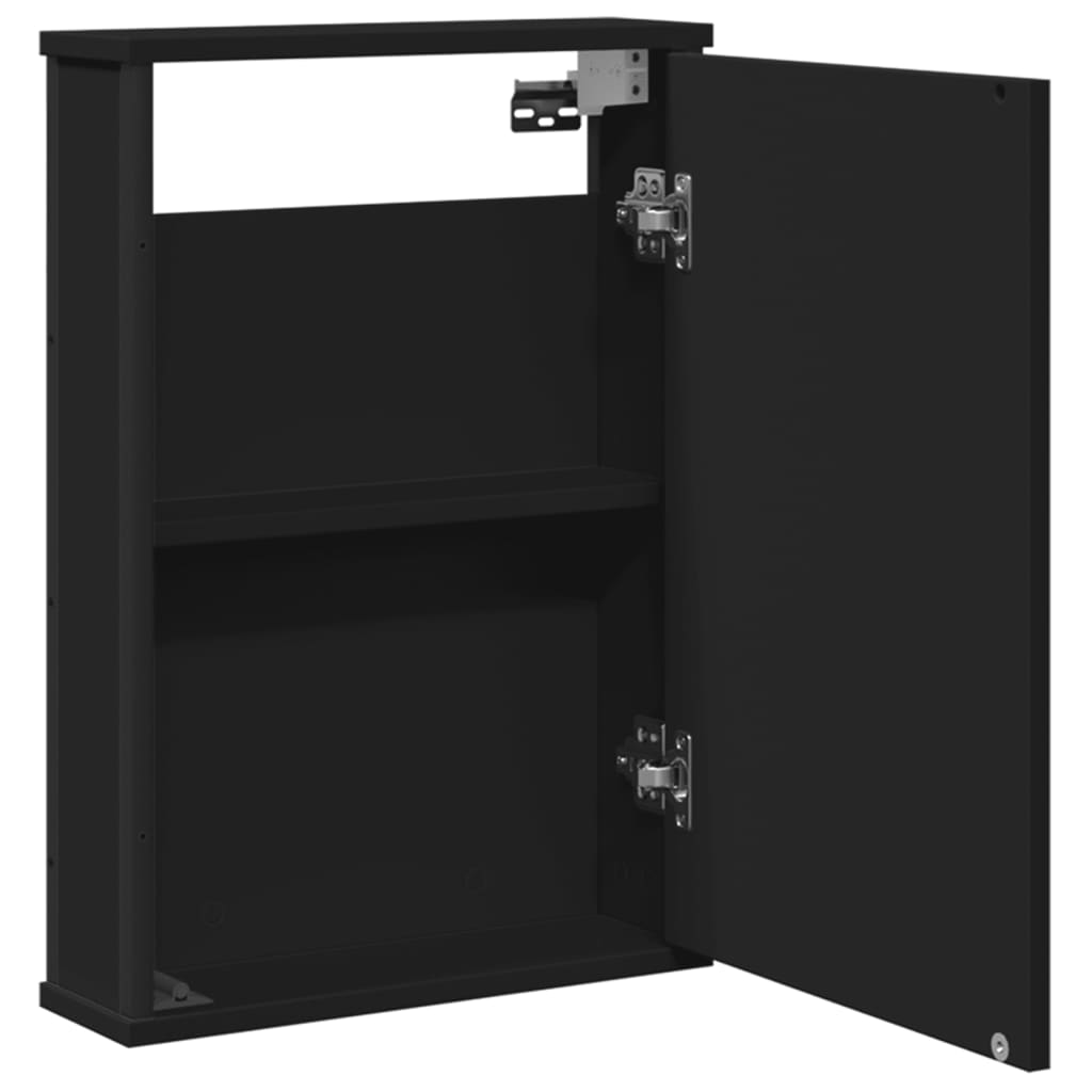 vidaXL Dulap baie cu oglindă negru 42x12x60 cm lemn compozit vidaXL Dulap baie cu oglindă negru 42x12x60 cm lemn compozit