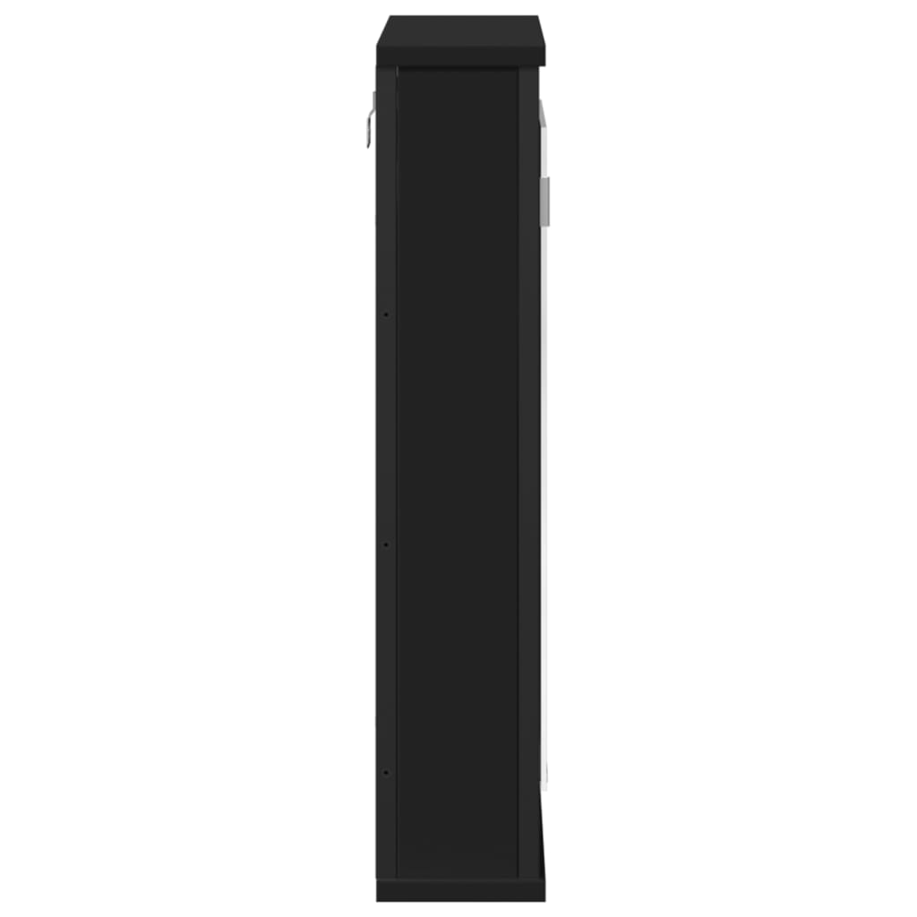 vidaXL Dulap baie cu oglindă negru 42x12x60 cm lemn compozit vidaXL Dulap baie cu oglindă negru 42x12x60 cm lemn compozit