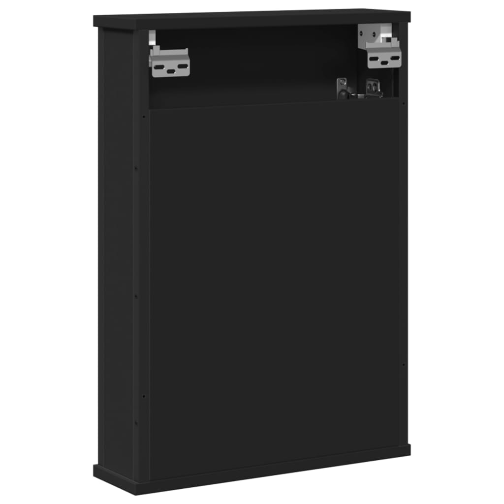 vidaXL Dulap baie cu oglindă negru 42x12x60 cm lemn compozit vidaXL Dulap baie cu oglindă negru 42x12x60 cm lemn compozit