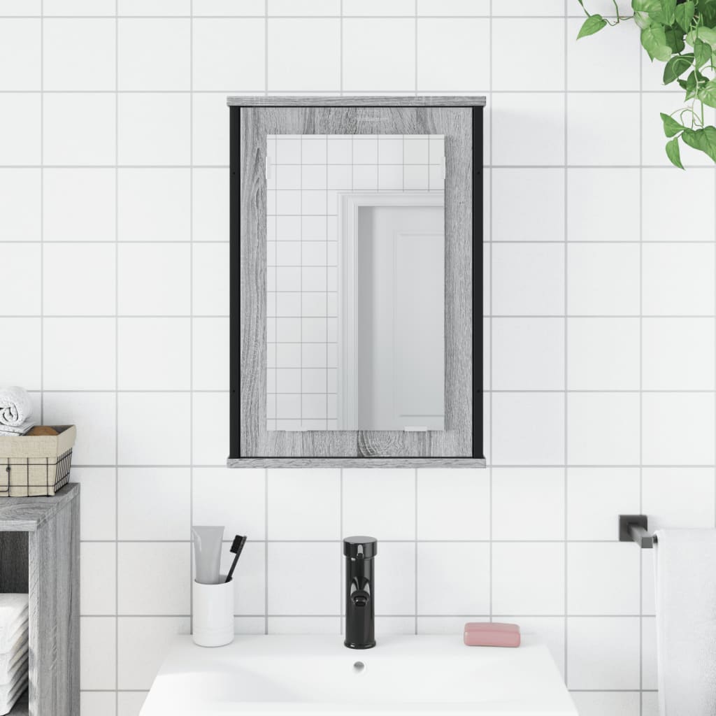 vidaXL Dulap baie cu oglindă gri sonoma 42x12x60 cm lemn compozit vidaXL Dulap baie cu oglindă gri sonoma 42x12x60 cm lemn compozit