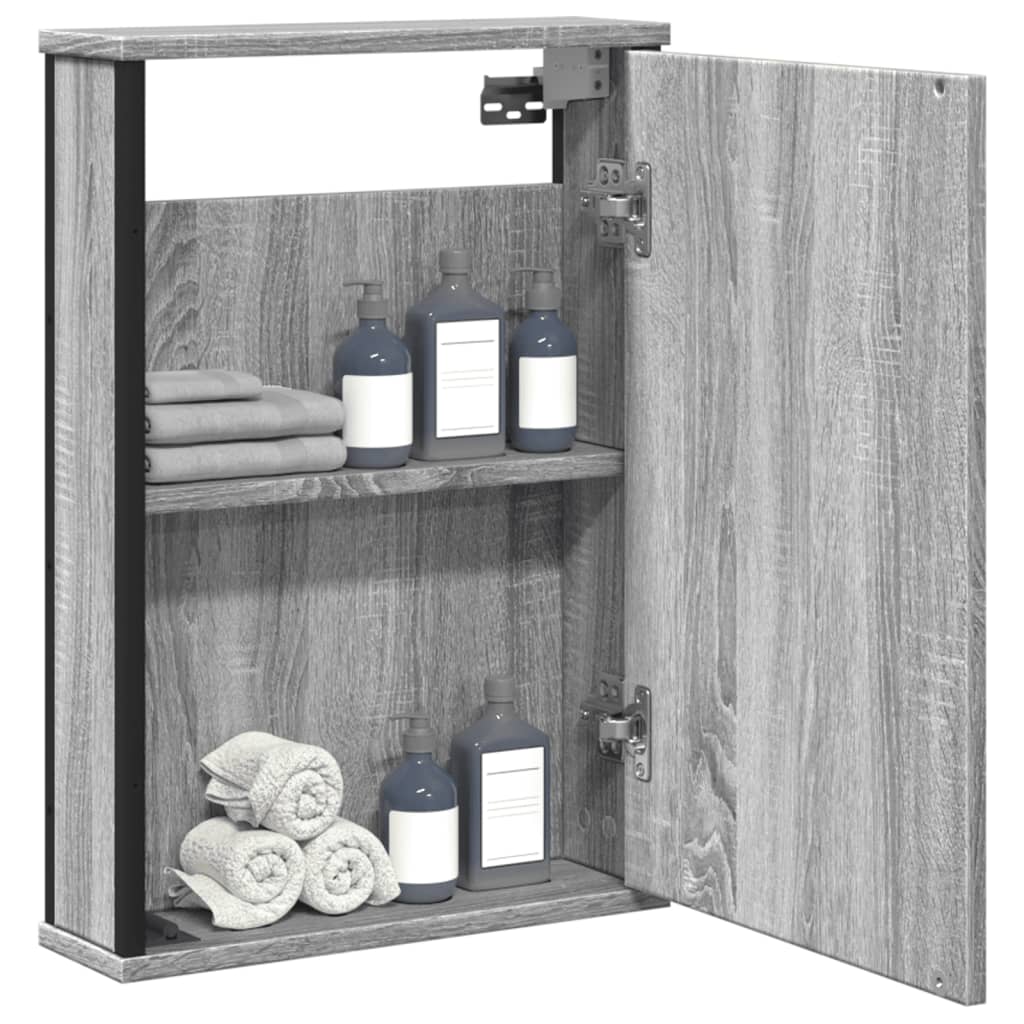 vidaXL Dulap baie cu oglindă gri sonoma 42x12x60 cm lemn compozit vidaXL Dulap baie cu oglindă gri sonoma 42x12x60 cm lemn compozit