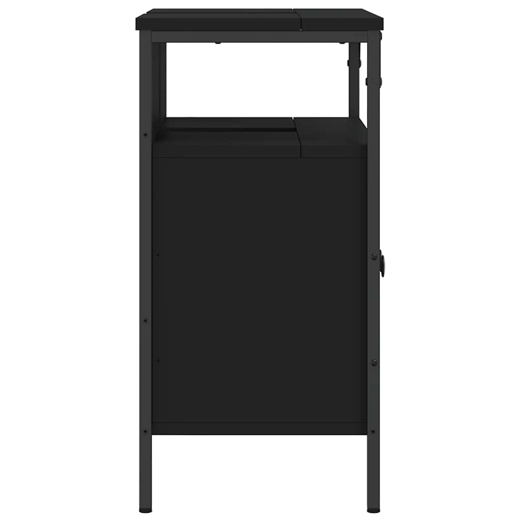 vidaXL Dulap pentru chiuvetă baie, negru, 60x30x60 cm, lemn prelucrat vidaXL Dulap pentru chiuvetă baie, negru, 60x30x60 cm, lemn prelucrat