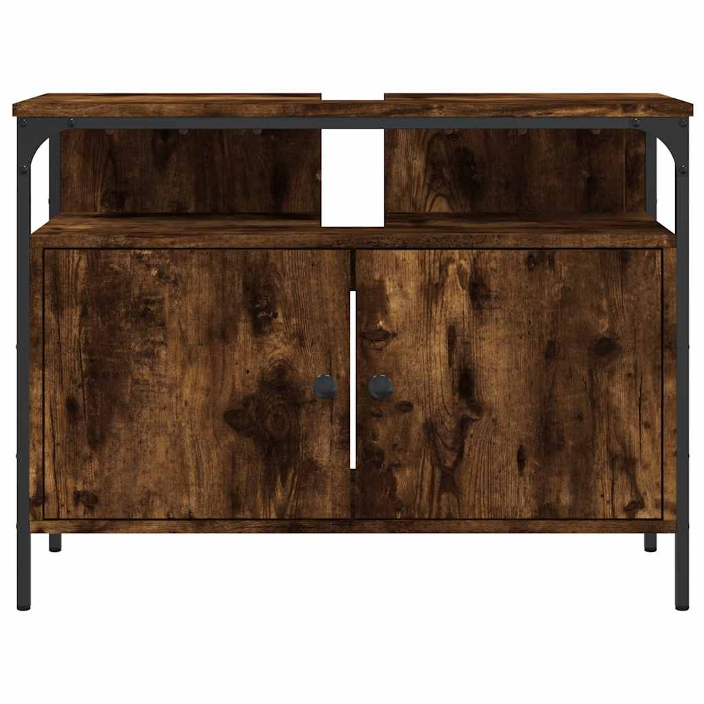 vidaXL Dulap chiuvetă baie, stejar fumuriu, 80x30x60 cm lemn prelucrat vidaXL Dulap chiuvetă baie, stejar fumuriu, 80x30x60 cm lemn prelucrat